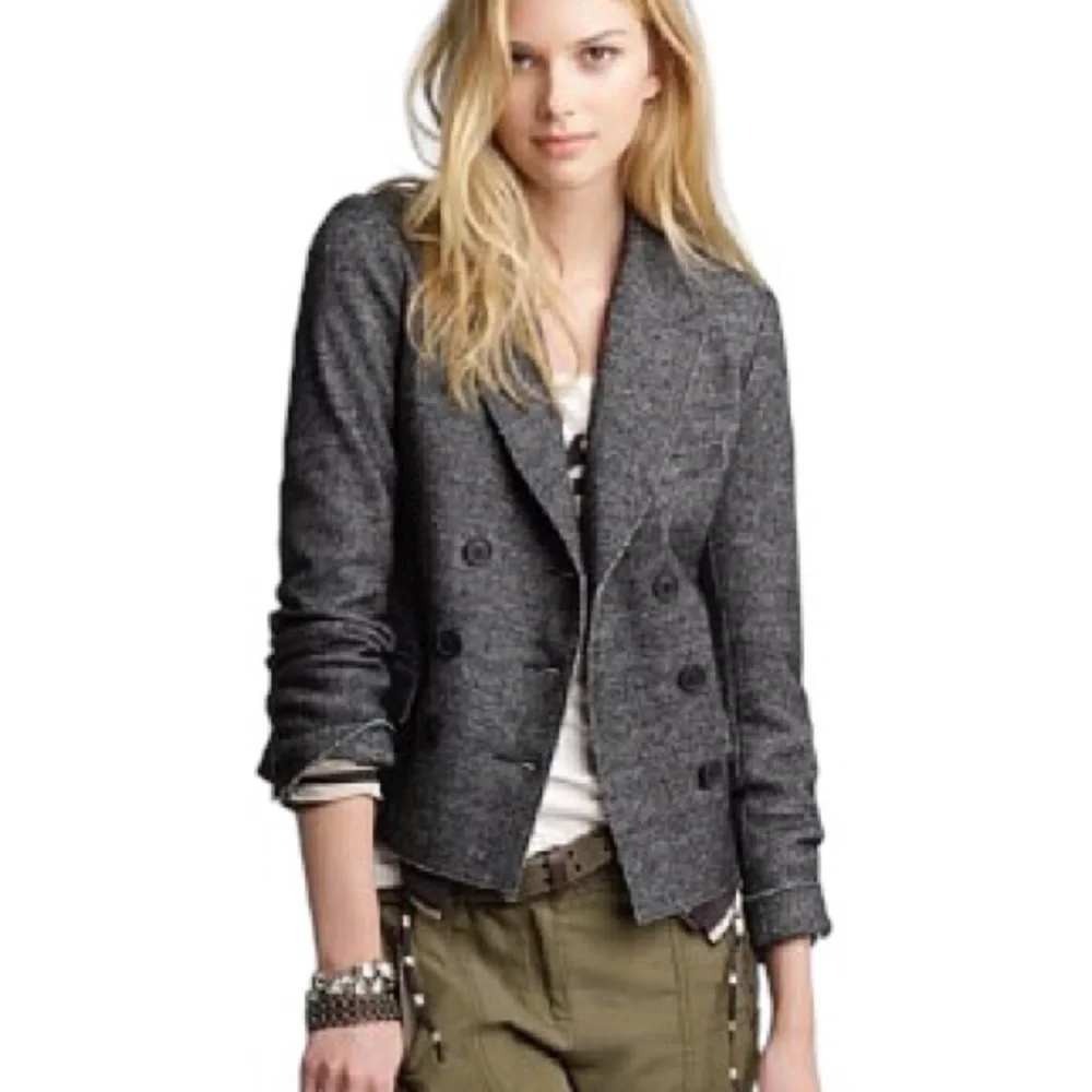 J.Crew Double Breasted Blazer Womens 12 Tall Gray 100% Wool Thandie Jacket New